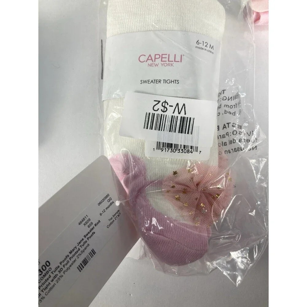 Capelli New York Baby Tights 6-12 Months Lot 6 Pairs Pink White Navy Gold Lot
